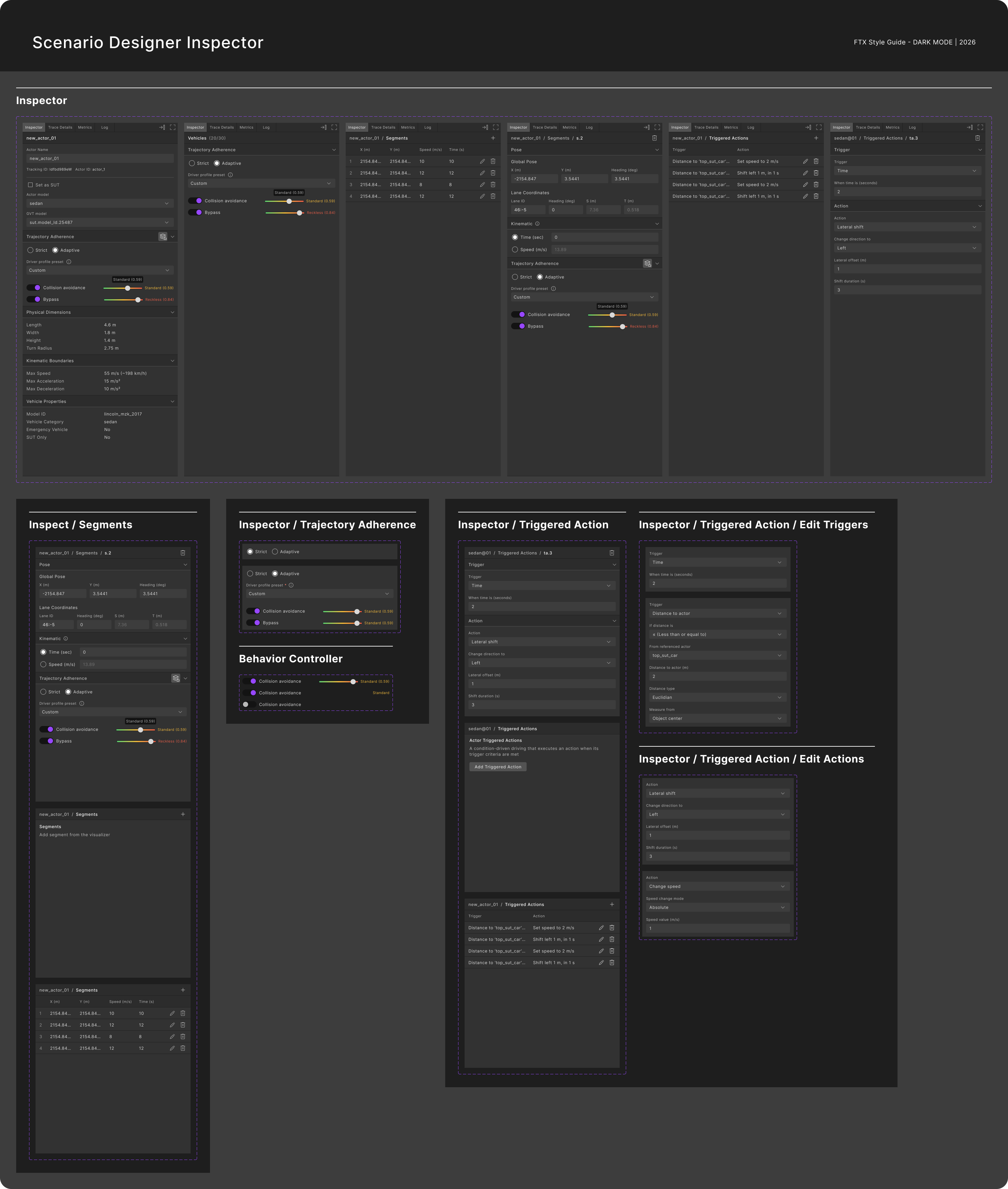 Scenario Designer Inspector component
