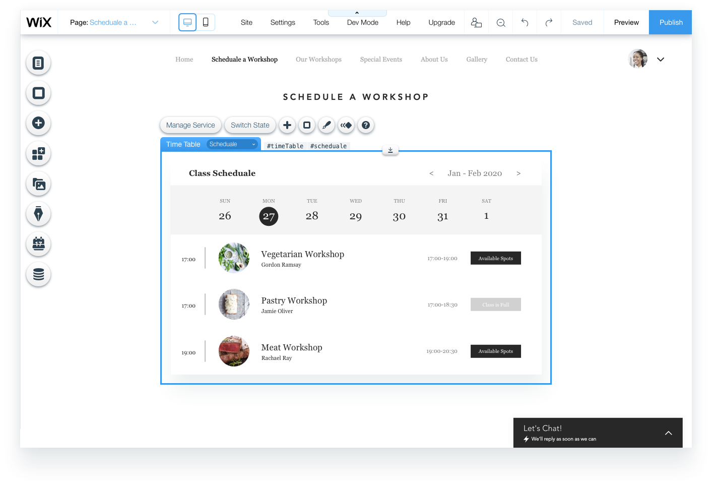 Schedule a Workshop Page